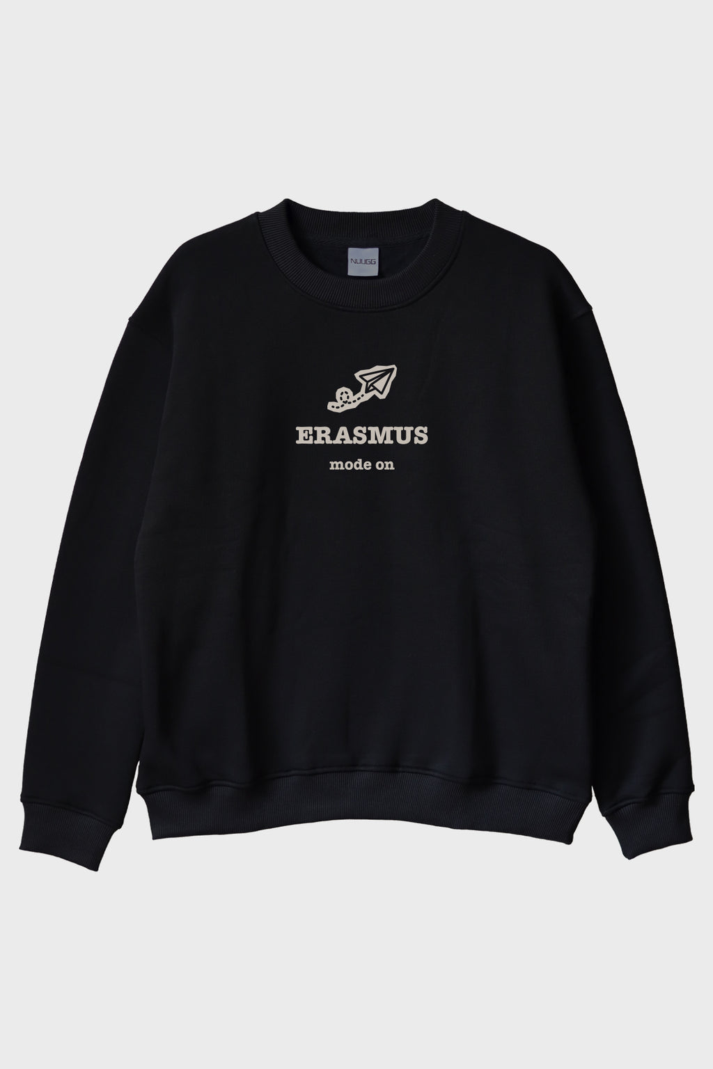 Erasmus Mode On Siyah Bisiklet Yaka Sweatshirt