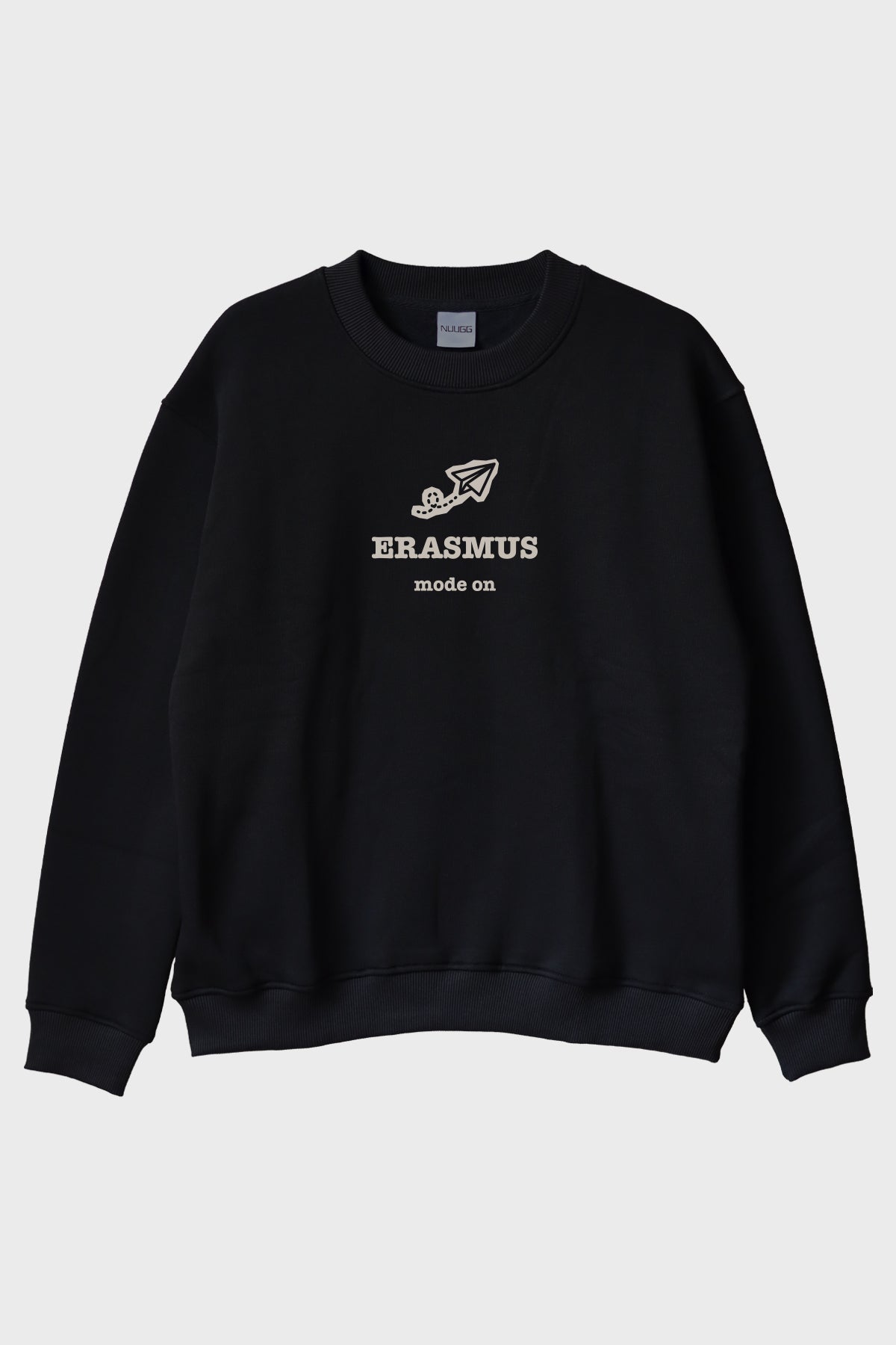 Erasmus Mode On Siyah Bisiklet Yaka Sweatshirt