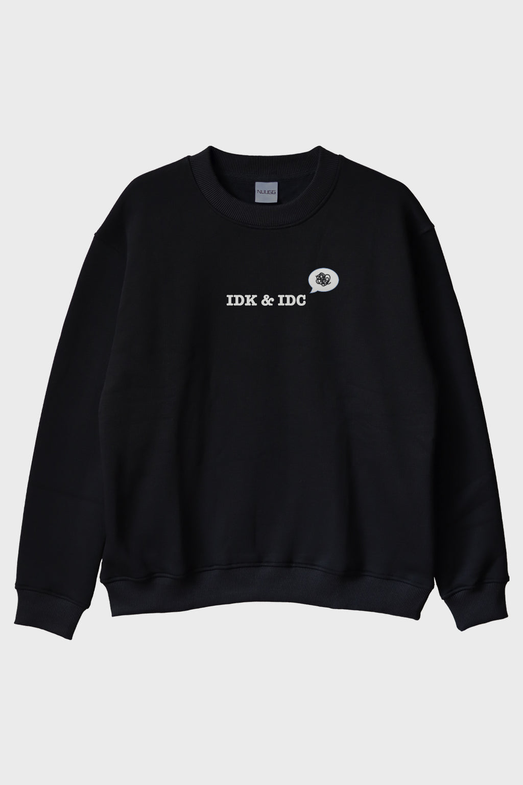 IDK & IDC Siyah Bisiklet Yaka Sweatshirt