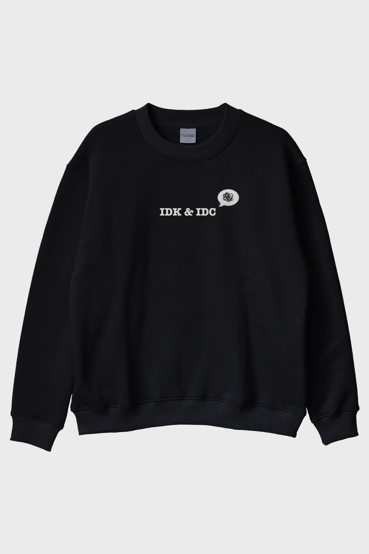 IDK & IDC Siyah Bisiklet Yaka Sweatshirt