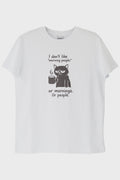 I Don't Like Morning People Kedi Beyaz Tişört Beyaz