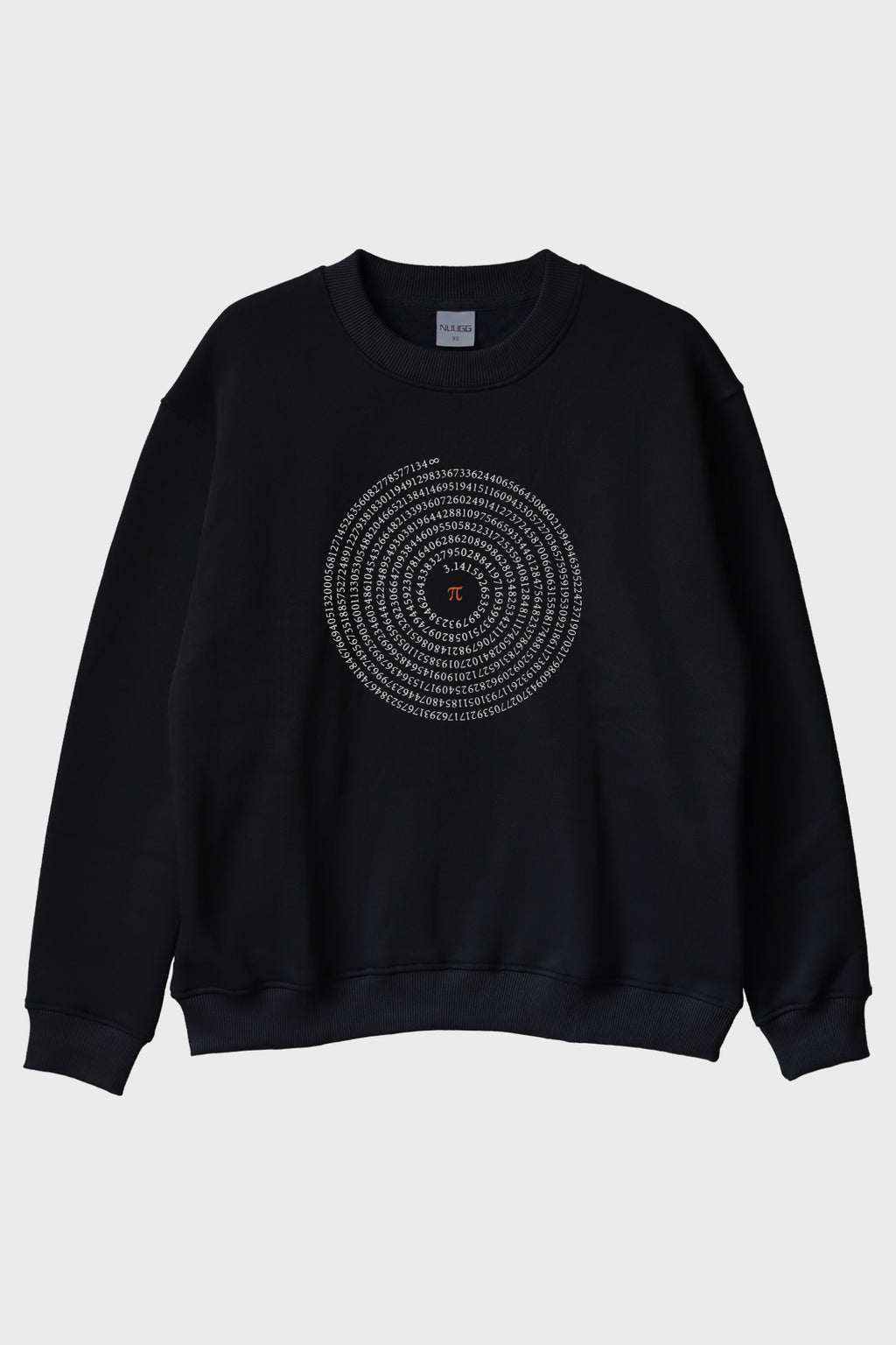 π pi Baskılı Matematik Temalı Siyah Bisiklet Yaka Sweatshirt