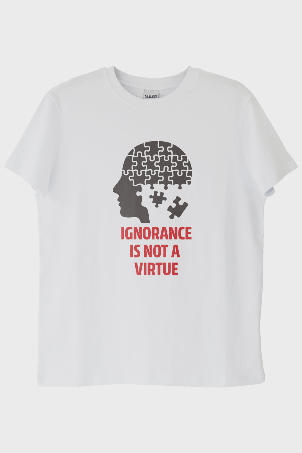 Ignorance Is Not A Virtue Baskılı Puzzle Beyaz Tişört Beyaz