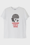 Ignorance Is Not A Virtue Baskılı Puzzle Beyaz Tişört Beyaz