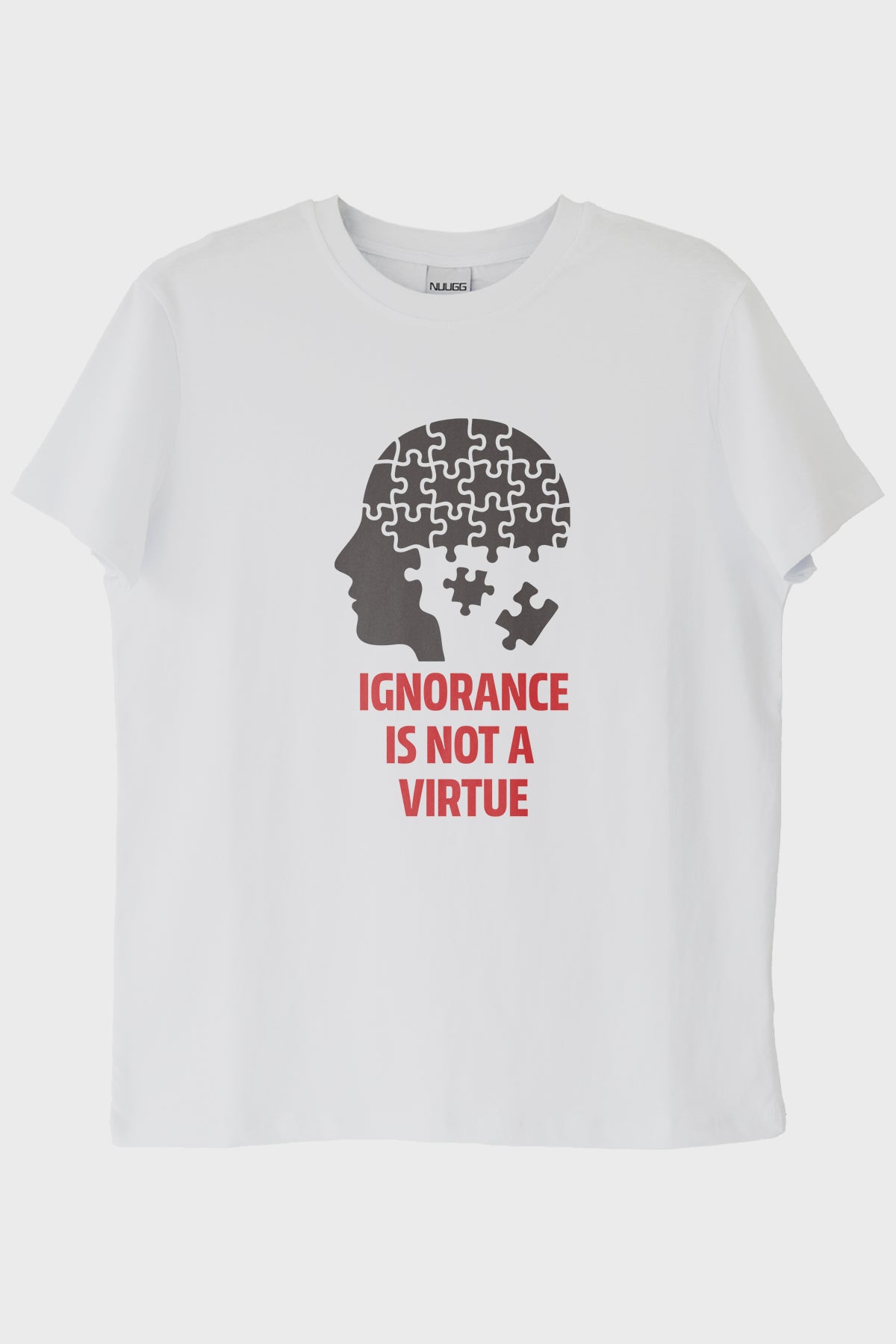 Ignorance Is Not A Virtue Baskılı Puzzle Beyaz Tişört Beyaz