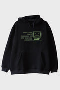 Turning It Off and On Again Baskılı Retro Siyah Hoodie